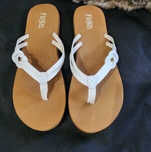Flojos Women's White and Tan Sandals